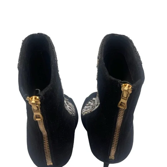 Balmain x H&M Peep-Toe Crystal Beaded Heel Boots Sz Eu 39 / US 8 - Picture 3 of 16